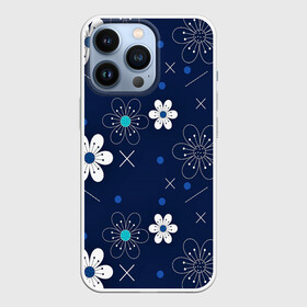 Чехол для iPhone 13 Pro с принтом Ночная поляна в Екатеринбурге,  |  | горошек | ночная поляна | ромашки | узор | узоры | цветы