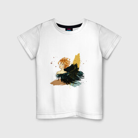 Детская футболка хлопок с принтом Fallen Angel в Екатеринбурге, 100% хлопок | круглый вырез горловины, полуприлегающий силуэт, длина до линии бедер | angel | ангел | голубые глаза | живопись | крылья | мальчик | мифология | падший ангел | сказка | фольклор