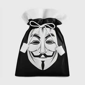 Подарочный 3D мешок с принтом Guy Fawkes в Екатеринбурге, 100% полиэстер | Размер: 29*39 см | белый | бородка | гай фокс | лицо | маска | усы | черный