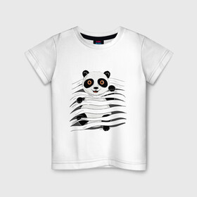 Детская футболка хлопок с принтом МАЛЫШ ПАНДА в Екатеринбурге, 100% хлопок | круглый вырез горловины, полуприлегающий силуэт, длина до линии бедер | baby | bear | china | honey | little | panda | sweet | texture | иллюзия | китай | малыш | медведь | милый | мишка | няшка | панда | текстуры