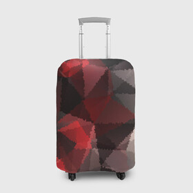 Чехол для чемодана 3D с принтом Серо-красная абстракция  в Екатеринбурге, 86% полиэфир, 14% спандекс | двустороннее нанесение принта, прорези для ручек и колес | абстрактный | красный | креативный | модный | мозаичный узор | серый | текстура