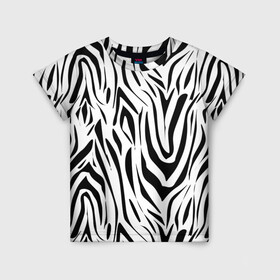 Детская футболка 3D с принтом Черно-белая зебра в Екатеринбурге, 100% гипоаллергенный полиэфир | прямой крой, круглый вырез горловины, длина до линии бедер, чуть спущенное плечо, ткань немного тянется | зебра | модный | молодежный | популярный | современный | тигровый | тренд | черно белый