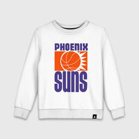 Детский свитшот хлопок с принтом Phoenix Suns в Екатеринбурге, 100% хлопок | круглый вырез горловины, эластичные манжеты, пояс и воротник | Тематика изображения на принте: basketball | mvp | nba | phoenix | sport | streetball | suns | аризона | баскетбол | игра | крис пол | мяч | нба | санс | спорт | стритбол | тренер | финикс | чемпион