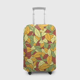 Чехол для чемодана 3D с принтом Яркие осенние листья в Екатеринбурге, 86% полиэфир, 14% спандекс | двустороннее нанесение принта, прорези для ручек и колес | желтые | зеленые | золотая | красные | листья | осенний | осень | яркие