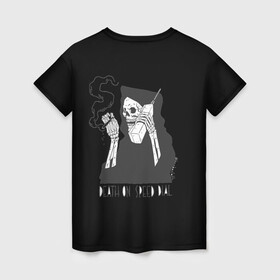 Женская футболка 3D с принтом Phonk в Екатеринбурге, 100% полиэфир ( синтетическое хлопкоподобное полотно) | прямой крой, круглый вырез горловины, длина до линии бедер | bones | cigarette | death | death on speed dial | money | phone | phonk | skeleton