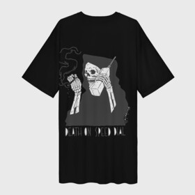 Платье-футболка 3D с принтом Phonk в Екатеринбурге,  |  | bones | cigarette | death | death on speed dial | money | phone | phonk | skeleton