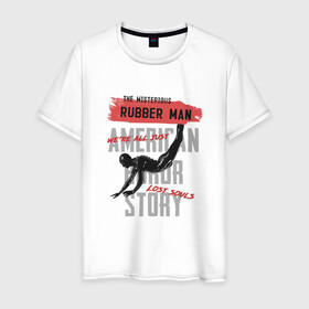 Мужская футболка хлопок с принтом rubber man в Екатеринбурге, 100% хлопок | прямой крой, круглый вырез горловины, длина до линии бедер, слегка спущенное плечо. | american horror stories | ash | американская история ужасов | нетфликс | новый сезон | сериал | ужасы