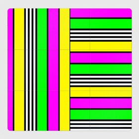 Магнитный плакат 3Х3 с принтом полосатый неоновый модный узор в Екатеринбурге, Полимерный материал с магнитным слоем | 9 деталей размером 9*9 см | желтый неоновый | молодежный | неон | неоновый | неоновый зеленый | полосатый | разноцветный | розовый неоновый