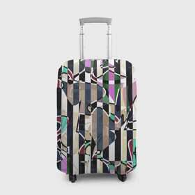 Чехол для чемодана 3D с принтом Полосатый абстрактный узор в Екатеринбурге, 86% полиэфир, 14% спандекс | двустороннее нанесение принта, прорези для ручек и колес | абстрактный | креативный | молодежный | полосатый | разноцветный | рустик | современный
