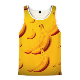 Мужская майка 3D с принтом бананы в Екатеринбурге, 100% полиэстер | круглая горловина, приталенный силуэт, длина до линии бедра. Пройма и горловина окантованы тонкой бейкой | банановая кожура | бананы | желтый | желтый банан | фрукты