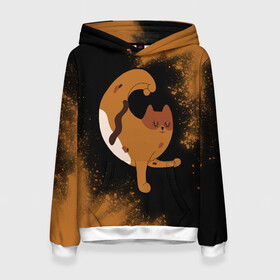 Женская толстовка 3D с принтом Кошачья Йога - Взрыв в Екатеринбурге, 100% полиэстер  | двухслойный капюшон со шнурком для регулировки, мягкие манжеты на рукавах и по низу толстовки, спереди карман-кенгуру с мягким внутренним слоем. | cat | cats | yoga | взрыв | дзен | инь | йога | кот | коты | кошачья | кошка | кошки | краска | намасте | практика | расслабление | хамса | янь
