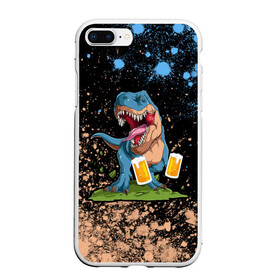 Чехол для iPhone 7Plus/8 Plus матовый с принтом Пивозавр - Краска в Екатеринбурге, Силикон | Область печати: задняя сторона чехла, без боковых панелей | dinosaur | pivo | pivozavr | взрыв | динозавр | краска | прикол