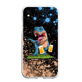 Чехол для iPhone XS Max матовый с принтом Пивозавр - Краска в Екатеринбурге, Силикон | Область печати: задняя сторона чехла, без боковых панелей | dinosaur | pivo | pivozavr | взрыв | динозавр | краска | прикол
