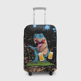 Чехол для чемодана 3D с принтом Пивозавр - Краска в Екатеринбурге, 86% полиэфир, 14% спандекс | двустороннее нанесение принта, прорези для ручек и колес | dinosaur | pivo | pivozavr | взрыв | динозавр | краска | прикол