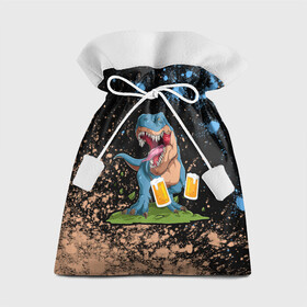 Подарочный 3D мешок с принтом Пивозавр - Краска в Екатеринбурге, 100% полиэстер | Размер: 29*39 см | Тематика изображения на принте: dinosaur | pivo | pivozavr | взрыв | динозавр | краска | прикол