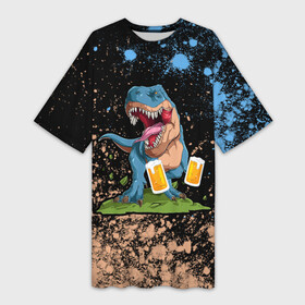 Платье-футболка 3D с принтом Пивозавр   Краска в Екатеринбурге,  |  | dinosaur | pivo | pivozavr | взрыв | динозавр | краска | прикол