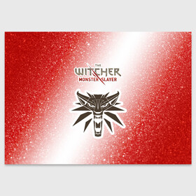 Поздравительная открытка с принтом The Witcher Monster Slayer - Noise в Екатеринбурге, 100% бумага | плотность бумаги 280 г/м2, матовая, на обратной стороне линовка и место для марки
 | game | games | hunt | logo | monster | slayer | the | wild | witcher | ведьмак | дикая | игра | игры | лого | охота | охотник на монстров | шум