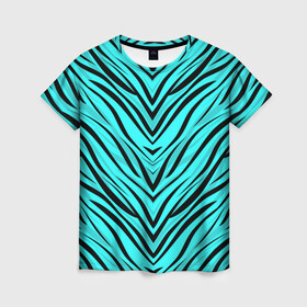 Женская футболка 3D с принтом Абстратный полосатый узор  в Екатеринбурге, 100% полиэфир ( синтетическое хлопкоподобное полотно) | прямой крой, круглый вырез горловины, длина до линии бедер | абстрактный | в полоску | зебра | летний | полосатый | современный | тигровый