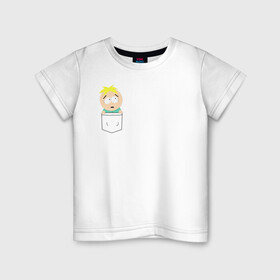 Детская футболка хлопок с принтом Баттерс в кармане в Екатеринбурге, 100% хлопок | круглый вырез горловины, полуприлегающий силуэт, длина до линии бедер | batters | south park | баттерс | мульт | мультфильм | южный парк