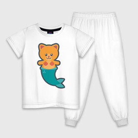 Детская пижама хлопок с принтом Cat Mermaid в Екатеринбурге, 100% хлопок |  брюки и футболка прямого кроя, без карманов, на брюках мягкая резинка на поясе и по низу штанин
 | animal | cat | cute | fish | kitty | meow | друг | животные | киска | кися | китти | кот | котенок | котик | котэ | кошечка | кошка | мур | мяу | питомец | русалка | русалочка | рыба