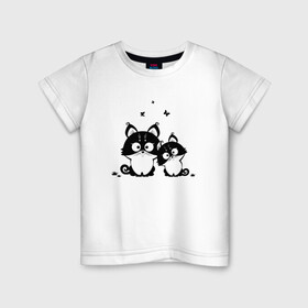 Детская футболка хлопок с принтом Котятки в Екатеринбурге, 100% хлопок | круглый вырез горловины, полуприлегающий силуэт, длина до линии бедер | animal | cat | cute | kitty | meow | друг | животные | киска | кися | китти | кот | котенок | котик | котэ | кошечка | кошка | мур | мяу | питомец
