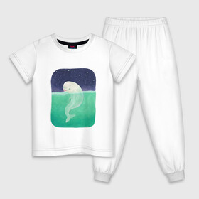 Детская пижама хлопок с принтом Белуха в Екатеринбурге, 100% хлопок |  брюки и футболка прямого кроя, без карманов, на брюках мягкая резинка на поясе и по низу штанин
 | арт | белуха | звезда | звёзды | море | ночное небо | ночь | океан | природа | рисунок