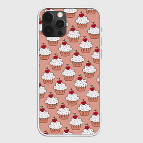 Чехол для iPhone 12 Pro с принтом Вишенка на кексе в Екатеринбурге, силикон | область печати: задняя сторона чехла, без боковых панелей | вафля | вишенка | выпечка | для девушек | еда | кекс | кексик | маффин | пирожное | рисунок