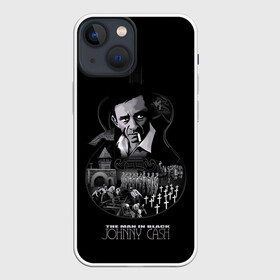 Чехол для iPhone 13 mini с принтом JOHNNY CASH в Екатеринбурге,  |  | black | blues | cash | dark | guitar | johnny | man | rock | usa | блюз | гитара | джони | джонни | кэш | музыка | разное | рок | сша | человек | черный