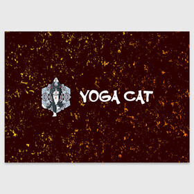 Поздравительная открытка с принтом Кошачья Йога - Гранж в Екатеринбурге, 100% бумага | плотность бумаги 280 г/м2, матовая, на обратной стороне линовка и место для марки
 | Тематика изображения на принте: cat | cats | yoga | гранж | дзен | инь | йога | кот | коты | кошачья | кошка | кошки | намасте | практика | расслабление | хамса | янь