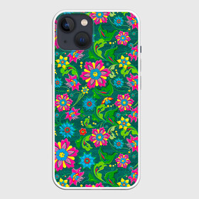 Чехол для iPhone 13 с принтом Поле разноцветных цветков в Екатеринбурге,  |  | красивые цветы | мозаика | мозаика из цветов | природа | узоры | узоры из цветов | цветочки | цветочная | цветы | цветы арт
