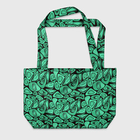 Пляжная сумка 3D с принтом Зеленый абстрактный узор в Екатеринбурге, 100% полиэстер | застегивается на металлическую кнопку; внутренний карман застегивается на молнию. Стенки укреплены специальным мягким материалом, чтобы защитить содержимое от несильных ударов
 | абстрактный | в горошек | граффити | детский современный | зелено черный | простой | ретро