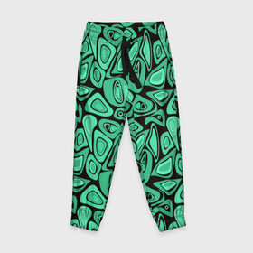 Детские брюки 3D с принтом Зеленый абстрактный узор в Екатеринбурге, 100% полиэстер | манжеты по низу, эластичный пояс регулируется шнурком, по бокам два кармана без застежек, внутренняя часть кармана из мелкой сетки | абстрактный | в горошек | граффити | детский современный | зелено черный | простой | ретро