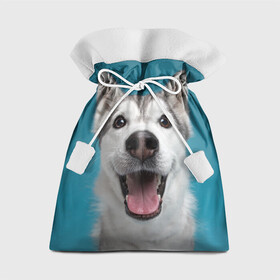 Подарочный 3D мешок с принтом Хаски в Екатеринбурге, 100% полиэстер | Размер: 29*39 см | Тематика изображения на принте: dog | дог | домашние животные | звери | сибирский хаски | собака | собаки | хаски