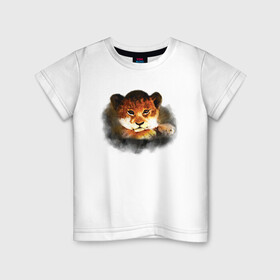 Детская футболка хлопок с принтом Львенок акварельный в Екатеринбурге, 100% хлопок | круглый вырез горловины, полуприлегающий силуэт, длина до линии бедер | africa | animal | cat | cute | kid | lion | lion cub | orange | африка | животное | кошка | лев | львенок | малыш | милый | оранжевый