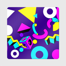 Магнит виниловый Квадрат с принтом Геометрические фигуры в Екатеринбурге, полимерный материал с магнитным слоем | размер 9*9 см, закругленные углы | геометрический | красочный | мода | разноцветные 90 е | стиль | структура | текстура | ткань | узор | фон | цвет