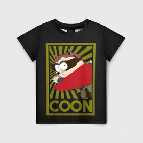 Детская футболка 3D с принтом COON в Екатеринбурге, 100% гипоаллергенный полиэфир | прямой крой, круглый вырез горловины, длина до линии бедер, чуть спущенное плечо, ткань немного тянется | cartman | south park | мульт | мультфильм | эрик картман | южный парк