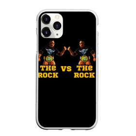 Чехол для iPhone 11 Pro матовый с принтом The ROCK VS The ROCK в Екатеринбурге, Силикон |  | versus | двойники | дуэйн джонсон | жёлтый | пояс | скала против скалы | чёрный