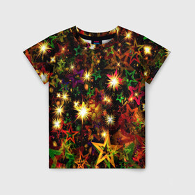 Детская футболка 3D с принтом Яркий день в Екатеринбурге, 100% гипоаллергенный полиэфир | прямой крой, круглый вырез горловины, длина до линии бедер, чуть спущенное плечо, ткань немного тянется | блеск | звезда | звезды | новый год | праздник | фейерверк | яркий день