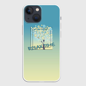 Чехол для iPhone 13 mini с принтом Время релакса в Екатеринбурге,  |  | градиентный | дерево | иллюстрация | картина | отдых | пастельный тон | размытый фон | туристический