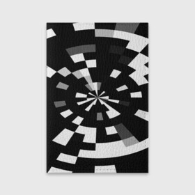 Обложка для паспорта матовая кожа с принтом Черно-белый фон иллюзии в Екатеринбурге, натуральная матовая кожа | размер 19,3 х 13,7 см; прозрачные пластиковые крепления | абстрактный | геометрический | дизайн | иллюзия | кривая | линии | пиксель | текстура | узор