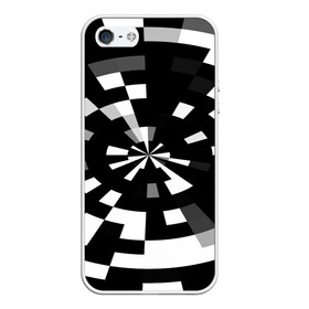 Чехол для iPhone 5/5S матовый с принтом Черно-белый фон иллюзии в Екатеринбурге, Силикон | Область печати: задняя сторона чехла, без боковых панелей | абстрактный | геометрический | дизайн | иллюзия | кривая | линии | пиксель | текстура | узор