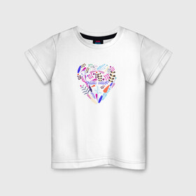 Детская футболка хлопок с принтом сердце из цветов в Екатеринбурге, 100% хлопок | круглый вырез горловины, полуприлегающий силуэт, длина до линии бедер | лепестки | любовь | растение | сердце | цветы