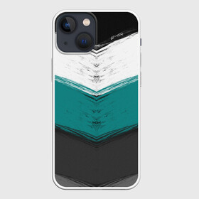 Чехол для iPhone 13 mini с принтом Полосатый абстрактный принт в Екатеринбурге,  |  | акварельные полосы | бирюзовый | косые полосы | модный принт | мужской | полосы | простой | серый | темно серый