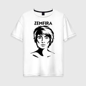 Женская футболка хлопок Oversize с принтом ZEMFIRA эскиз портрет в Екатеринбурге, 100% хлопок | свободный крой, круглый ворот, спущенный рукав, длина до линии бедер
 | group | russian rock | zemfira | zемфира | автор исполнитель | группа | женский | земфира | земфирка | земфирочка | инди рок | композитор | певица | писательница | поп рок | поэтесса | рамазанова | русский рок