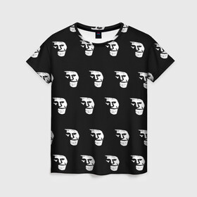 Женская футболка 3D с принтом Dark trollface в Екатеринбурге, 100% полиэфир ( синтетическое хлопкоподобное полотно) | прямой крой, круглый вырез горловины, длина до линии бедер | creepypasta | scary | мем | мрак | троллфейс