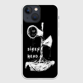 Чехол для iPhone 13 mini с принтом Сиреноголовый ЧБ Siren Head в Екатеринбурге,  |  | forest | games | monster | night | siren head | детям | игры | лес | монстр | надпись | ночь | сирена | сиреноголовый | солнце | страшилка | текст | темно | туман | ужастик | хоррор