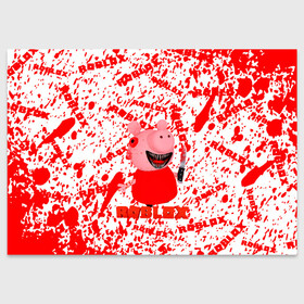 Поздравительная открытка с принтом Roblox piggy/Свинка Пигги. в Екатеринбурге, 100% бумага | плотность бумаги 280 г/м2, матовая, на обратной стороне линовка и место для марки
 | game | roblox | блок | игра | игрушка | лего | персонажи | персонажи из кубиков | роблокс | робот