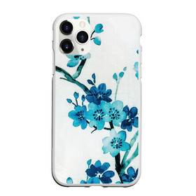 Чехол для iPhone 11 Pro матовый с принтом Голубая сакура в Екатеринбурге, Силикон |  | акварель | белый | нежный | растительное | рисунок | цветочный | цветы