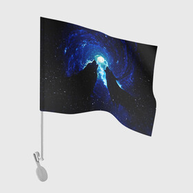 Флаг для автомобиля с принтом КОСМИЧЕСКИЙ ВОЛК в Екатеринбурге, 100% полиэстер | Размер: 30*21 см | вой | волк | вселенная | галактика | звёзды | космос