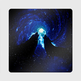 Магнит виниловый Квадрат с принтом КОСМИЧЕСКИЙ ВОЛК в Екатеринбурге, полимерный материал с магнитным слоем | размер 9*9 см, закругленные углы | вой | волк | вселенная | галактика | звёзды | космос